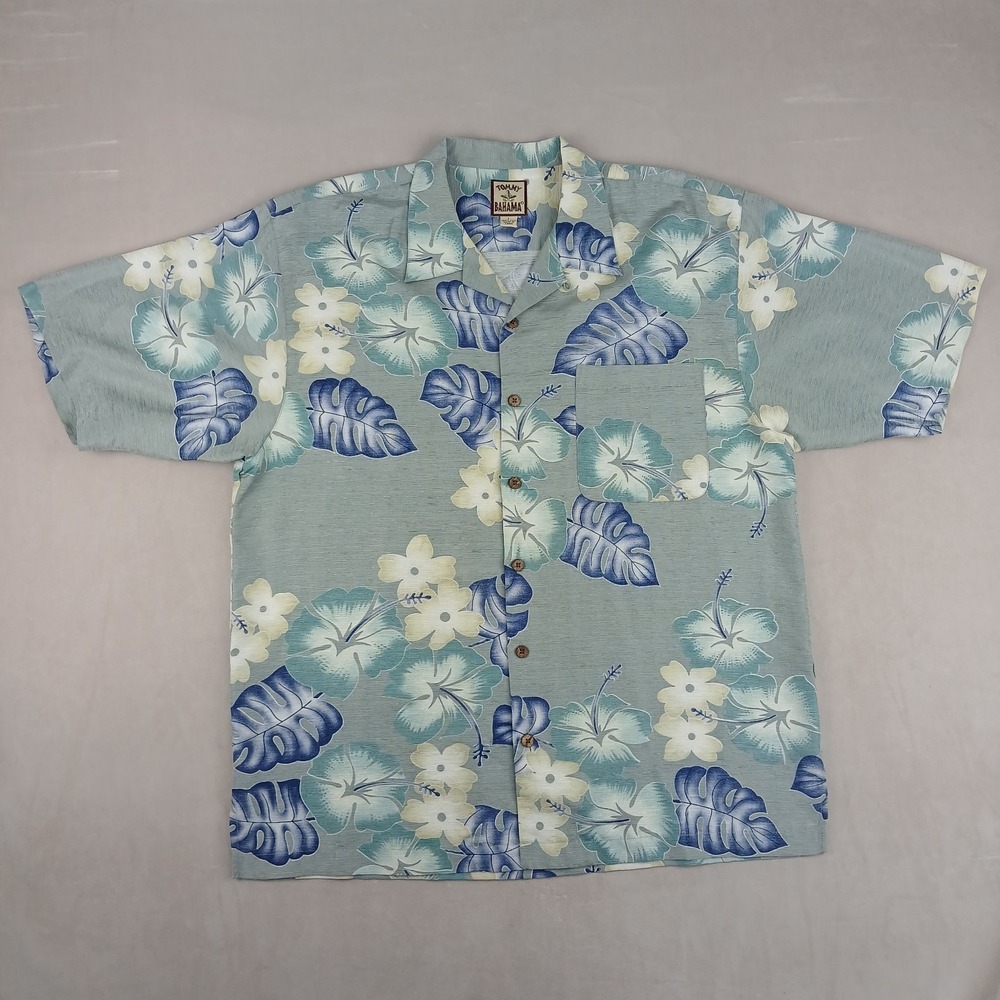 Tommy Bahama Large Mens Shirt Hawaiian Camp FLAWS 24x30